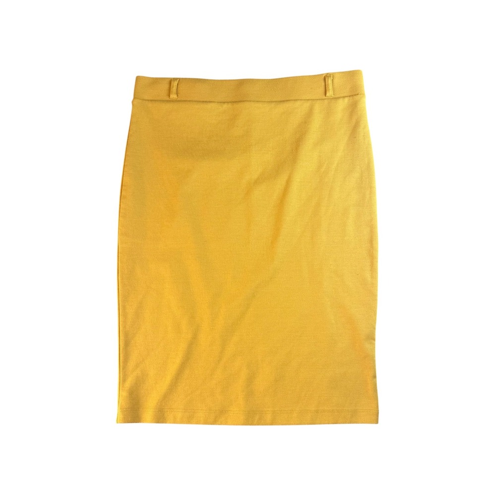 Iris Los Angeles Mustard Yellow‎ Textured Stretch Pencil Skirt Womens Large